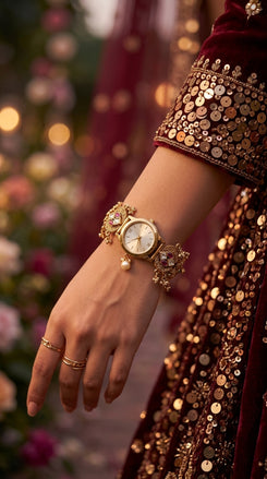 Heritage Flower Ultra Luxe Round Crystal Dial Rajwadi Watch for Women - view 4