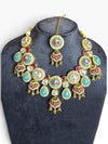 Heritage Green Red Stones Necklace Set - view 4