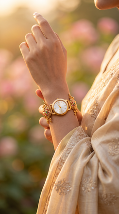 Heritage Luxury Floral Golden Dial Rajwadi Watch for Women - view 2