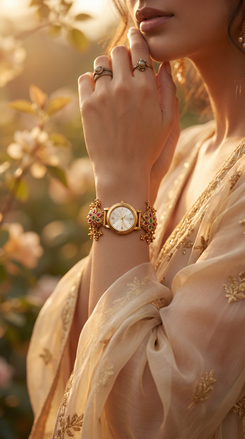 Heritage Luxury Floral Golden Dial Rajwadi Watch for Women - view 3