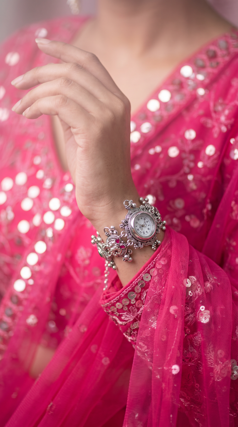 Heritage Oxidised Elephant Motif Watch for Women