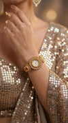 Heritage Ranisa Pink-Green Stone Rajwadi Watch for Women