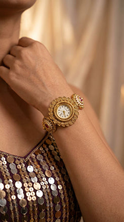 Heritage Ranisa Pink-Green Stone Rajwadi Watch for Women - view 2