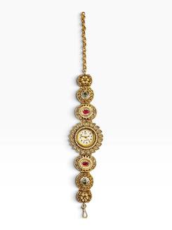 Heritage Ranisa Pink-Green Stone Rajwadi Watch for Women - view 3