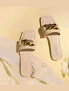Ivory Chained White Flats - cunei