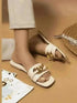Womens Ivory Chained White Flats