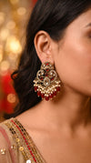 Kundan and Pearl Drop Dangle Earring with Red Stones for women, Cunei India