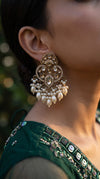 Kundan and Pearl Drop Dangle Earring with White Stones for women, Cunei India