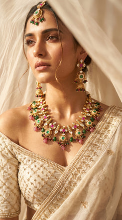Kundan Full Stone Choker Necklace Set - view 2
