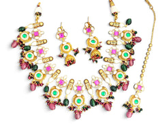 Kundan Full Stone Choker Necklace Set - view 4