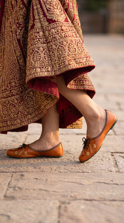 Lace Up Leather Tan Jutti for Women - view 3