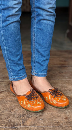 Lace Up Leather Tan Jutti for Women - view 4