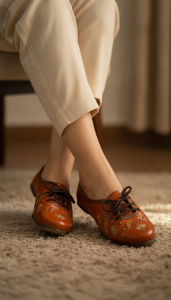 Lace Up Leather Tan Jutti for Women - view 8