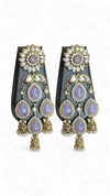 Lavender and Clear Kundan Cascading Dangling Earrings for women, Cunei India