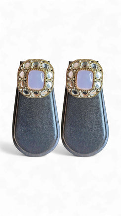 Lavender and Clear Polki Square Stud Earrings for women, Cunei India