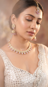 Lavender and White Three Piece Crystal Floral Motif Necklace Set - view 3
