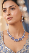 Lavender and White Floral Cz Necklace Set for Women, Cunei India