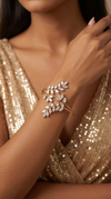 Leafy Crystal Cuff Bracelet for Women - Party & Wedding Wear - view 3