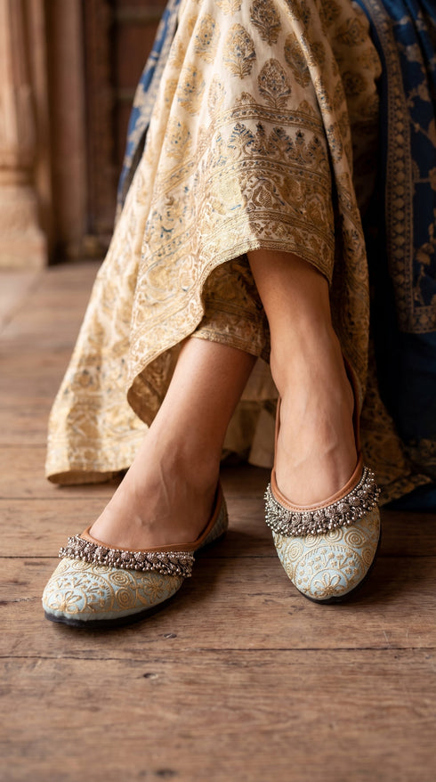 Light Blue Ghungroo Jutti for Women