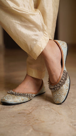 Light Blue Ghungroo Jutti for Women - view 3