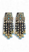 Light Blue and White Pearl Cascading Hanging Earrings for women, Cunei India