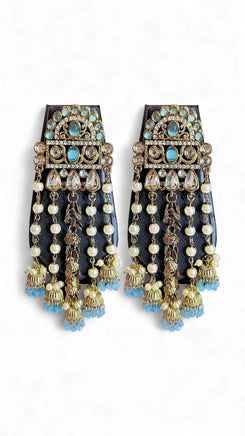 Light Blue and White Pearl Cascading Hanging Earrings for women, Cunei India