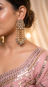 Light Blue and White Pearl Cascading Hanging Earrings detail, Cunei India