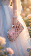 Light Pink Embroidered Chain Strap Clutch Bag - view 5