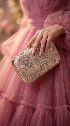 Light Pink Embroidered Party Clutch - view 3