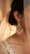 Light Pink Kundan Drop Dangling Earrings product photo, Cunei India