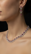 Light Pink Leaf Necklace Earrings Set for Women - Party & Wedding Wear