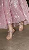 Light Pink Stone T-Strap Heels for Women - Party & Wedding Wear - view 2