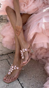 Light Pink Stone T-Strap Heels for Women - Party & Wedding Wear - view 3