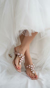 Light Pink Stone T-Strap Heels for Women - Party & Wedding Wear - view 4