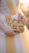 Light Yellow Patchwork Chain Strap Clutch Bag