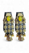 Lime Yellow and White Pearl Cascading Jhumka Earrings for women, Cunei India