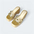 Luxurious Gold Studded Transparent Strap Wedges โ Womenโs