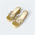 Luxurious Gold Studded Transparent Strap Wedges โ Womenโs