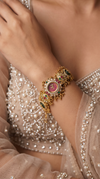 Magenta Cluster Elephant Bracelet Watch side view, Cunei India