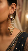 Maroon pearl jhumkas product photo, Cunei India