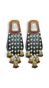 Maroon pearl jhumkas detail, Cunei India
