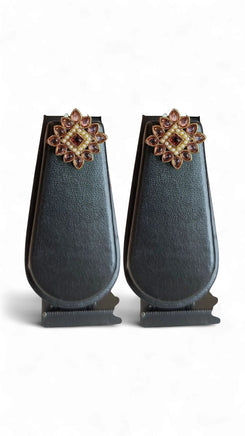 Maroon and Lavender Pearl Floral Stud Earrings for women, Cunei India