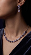 Mauve Oval Necklace Earrings Set for Women - Party & Wedding Wear - view 2