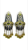 Mint Green Ganesha Elephant Dangling Earrings product photo, Cunei India