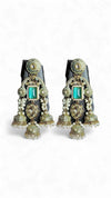 Mint Green and Gold Pearl Ethnic Jhumka Earrings for women, Cunei India
