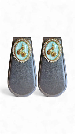 Mint Green and Gold Cz Peacock Brooch for women, Cunei India