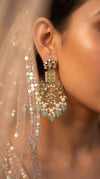 Mint Green Kundan Drop Dangling Earrings product photo, Cunei India