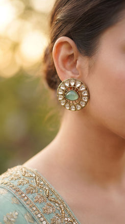 Mint Green Polki Round Finger Ring product photo, Cunei India
