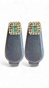 Mint Green Kundan Square Stud Earrings for women, Cunei India