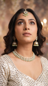 Mint Green Three Piece Crystal Drops Necklace Set - view 2